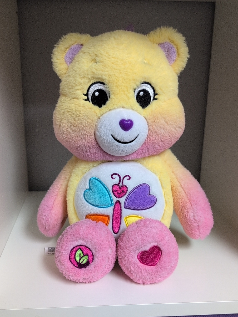 💜2/$20💜 Care Bears Calming Heart Bear 13.5" Yellow Pink Collectible